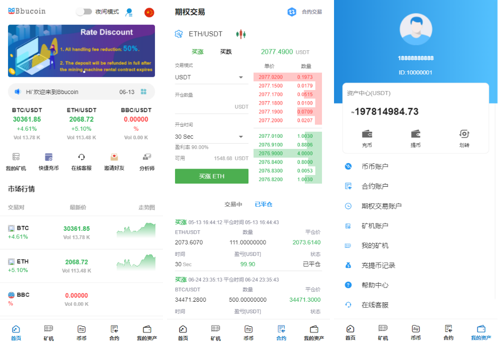 多语言交易所 Bbank交易所 二开平台币 币币合约交易 矿机系统 分析师